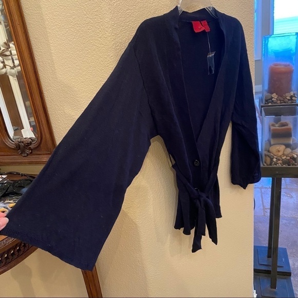 NWT~Women Navy Cardigan Tie Waist Sweater Size Small - Picture 3 of 8